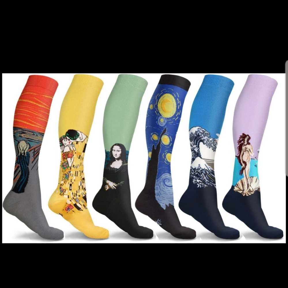 Compression knee high artistic socks